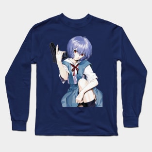 Rei Ayanami with a Gun Long Sleeve T-Shirt